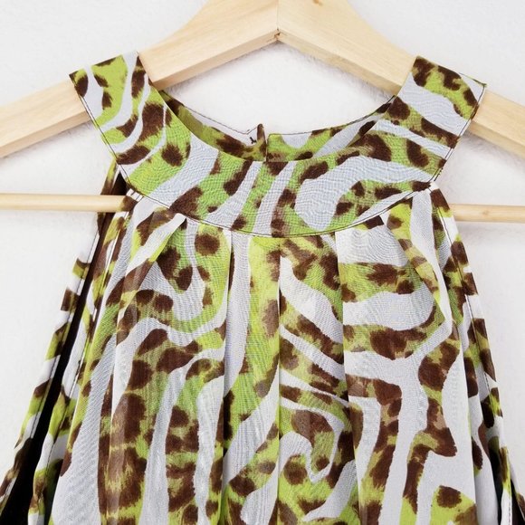 Adiva Blouse Leopard Print Pleated Sleeveless sz S - Picture 2 of 10